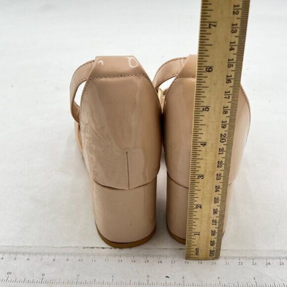 XYD Nude Block Heel Dress Sandals Open Toe Ankle Strap Dating Wedding Shoes - Picture 4 of 7